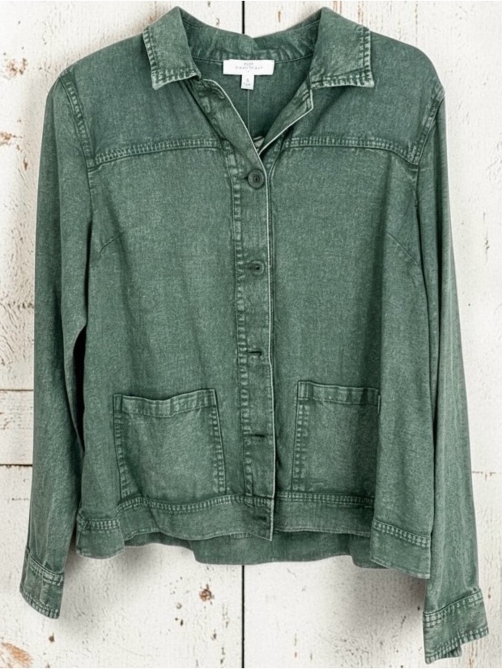 New Directions Fir Green Button Jacket Sz Large NWT